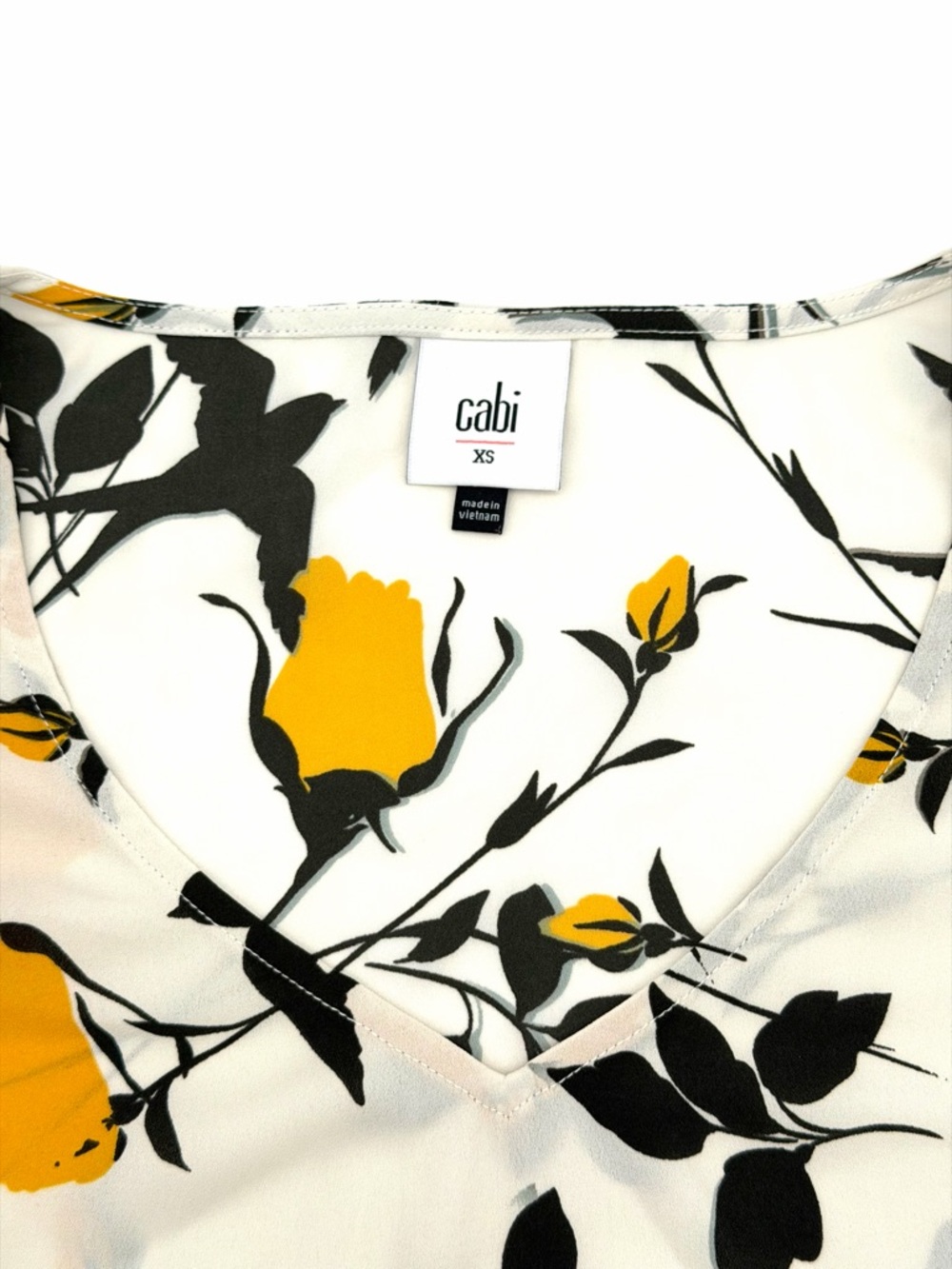 NWOT New Cabi Women's Sleeveless Shirt XS Top Blouse Cream Yellow Black 54077 - Picture 3 of 4